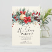 Rustiek Poinsettia Kerstfeest Kaart (Staand voorkant)