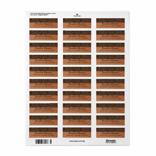 Rustiek reliëf leder etiket (Full Sheet)