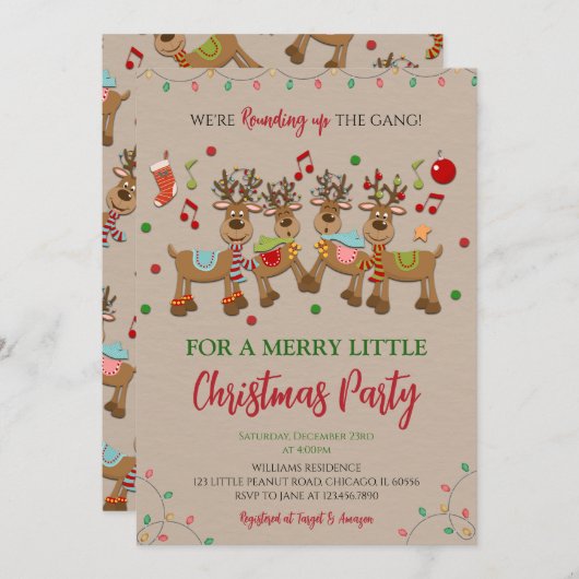 Rustiek rendier kerstfeest kaart (Voorkant / Achterkant)