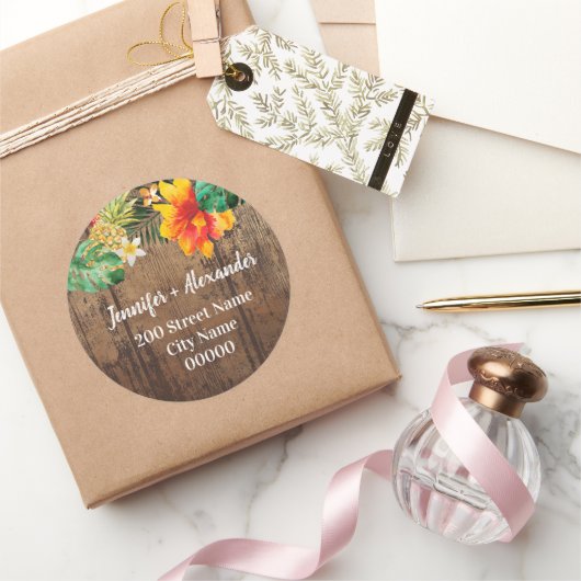 Rustiek retouradres ronde sticker (Geschenken)