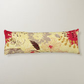 Rustiek retro bloemenpatroon beige en rood lichaamskussen (Achterkant)