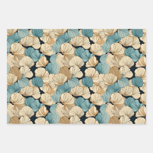 Rustiek Retro  Seashell Pattern Inpakpapier Vel (Voorkant 3)