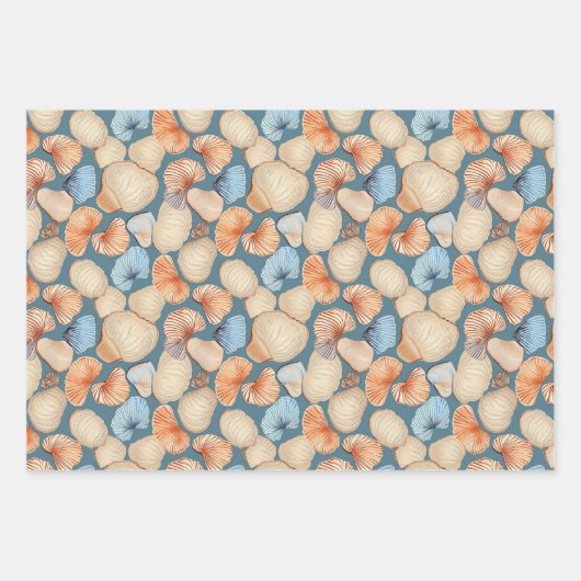 Rustiek Retro  Seashell Pattern Inpakpapier Vel (Voorkant)