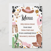 Rustiek Rodeo Verjaardag Voedsel Menu Sign Kaart (Voorkant)