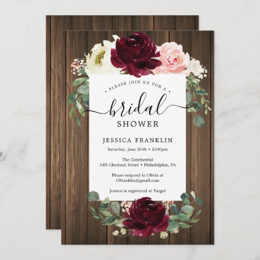 Rustiek Romantisch Groen Bruids Douche Uitnodiging (Voorkant / Achterkant)