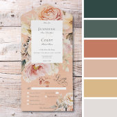 Rustiek Romantisch Roze & Blush Rozen Perzik Diner All In One Uitnodiging