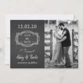 Rustiek Romantisch Zwart & Wit Foto Save the Date (Voorkant)