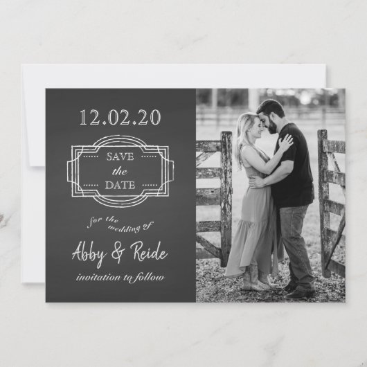 Rustiek Romantisch Zwart & Wit Foto Save the Date (Voorkant)