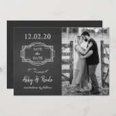 Rustiek Romantisch Zwart & Wit Foto Save the Date (Voorkant / Achterkant)