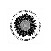 Rustiek Rond Elegant Zonnebloem Retouradres Rubberstempel (Afrduk)