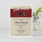 Rustiek rood Afstuderen Pet afstudeerfeest Kaart (Staand voorkant)