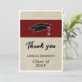 Rustiek Rood Afstuderen Pet Afstuderen Bedankkaart (Staand voorkant)