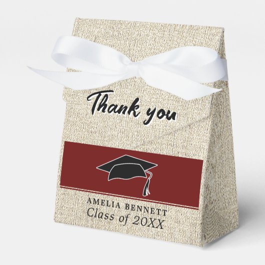 Rustiek Rood Afstuderen Pet Afstuderen Dank u Bedankdoosjes (Voorkant Zijde)