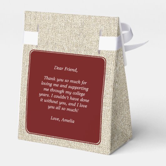 Rustiek Rood Afstuderen Pet Afstuderen Dank u Bedankdoosjes (Achterkant)