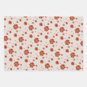 Rustiek Rood & Beige Sneeuwvlok Kerst Inpakpapier Vel (Voorkant)