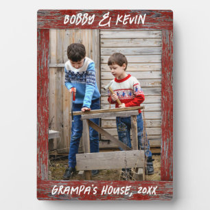 Rustiek Rood Distressed Wood Tekst Foto Lijst Fotoplaat