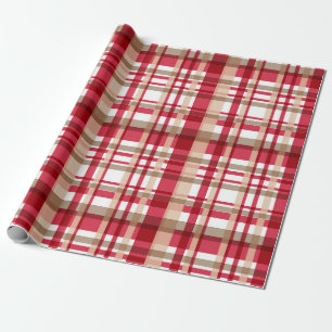 Rustiek rood en beige geplakt patroon cadeaupapier