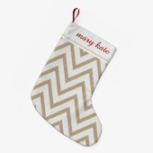 Rustiek Rood en Wit Faux Burlap Chevron Patroon Kleine Kerstsok (Voorkant (Hangend))