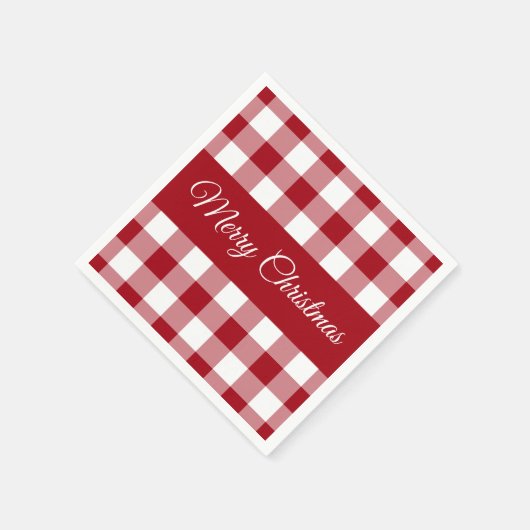 Rustiek rood en wit geplakt Kerstmis Servet (Hoek)