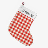 Rustiek Rood en Wit Gingham Custom Grote Kerstsok (Voorkant (Hangend))