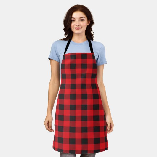 Rustiek rood en zwart Buffalo Plaid Patroon Schort (Gedragen)
