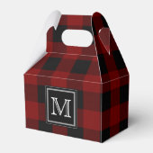 Rustiek Rood en Zwart Buffel Plaid Monogram Bedankdoosjes (Voorkant Zijde)