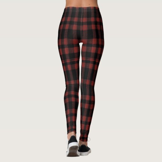 Rustiek rood en zwart geruite patroon leggings (Achterkant)