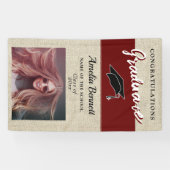 Rustiek rood gefeliciteerd Graduation Party Foto Spandoek (Horizontaal)