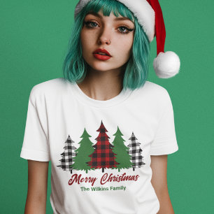 Rustiek Rood Geplaagd Vrolijk Kerstbomen Vrouwen Tri-Blend Shirt