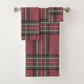 Rustiek rood geplakt badhanddoek set bad handdoek (Insitu)