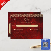 Rustiek Rood Goud Kant Bruiloft RSVP Voor Matching Briefkaart