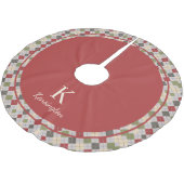 Rustiek Rood Groen Argyle Kerstmis Monogram Kerstboom Rok (Gekanteld)