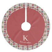 Rustiek Rood Groen Argyle Kerstmis Monogram Kerstboom Rok (Voorkant)