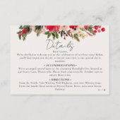 Rustiek Rood groen Bloemen Winter Bruiloft details Informatiekaartje (Voorkant)