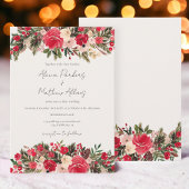 Rustiek Rood groen Bloemen Winter Bruiloft Kaart