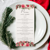Rustiek Rood groen Bloemen Winter Bruiloft Menu