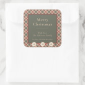 Rustiek Rood, Groen en Tan Plaid Kerst sticker (Tas)