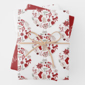 Rustiek Rood Groen Vrolijk Kerstmis Ornament Inpakpapier Vel (In situ)