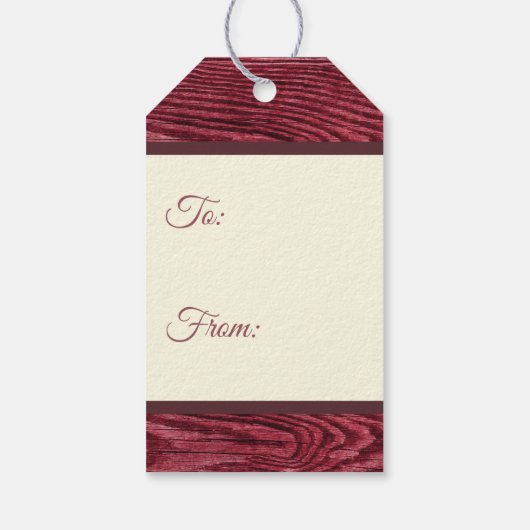 Rustiek Rood Hout Rendier Vrolijk Kerstfeest Cadeaulabel (Achterkant)