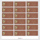 Rustiek Rood | Oranje Bloemen bruiloft Gast Adres Sticker (Vel)