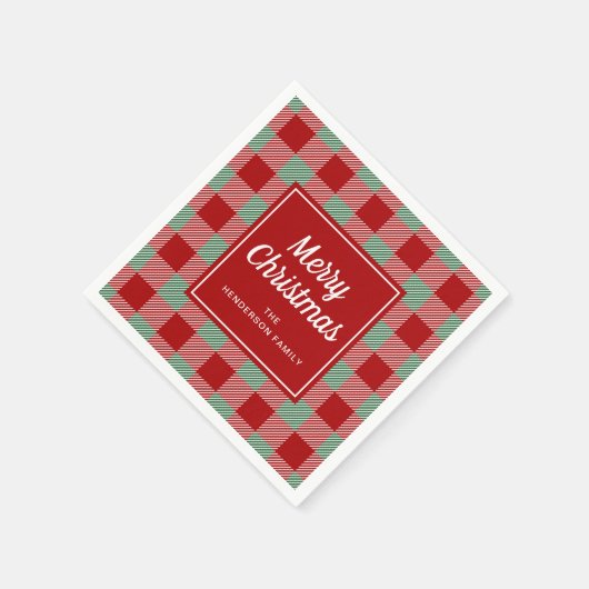Rustiek Rood Plaid Vrolijk Kerstfeest Servet (Hoek)