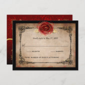 Rustiek Rood Rose Goud Zwart Elegant Bruiloft RSVP Briefkaart (Voorkant / Achterkant)
