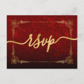 Rustiek Rood Rose Goud Zwart Elegant Bruiloft RSVP Briefkaart (Achterkant)