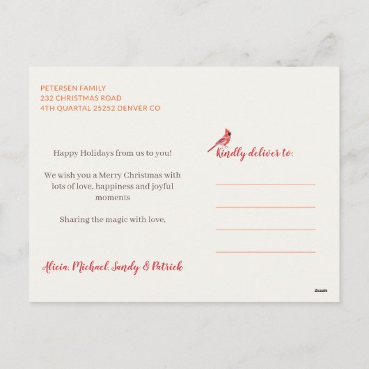 Rustiek rood roze sinaasappel hulst kerstkrans feestdagenkaart (Achterkant)