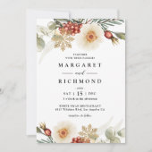 Rustiek Rood & Wit Kerst Krans Winter Wedding Kaart (Voorkant)