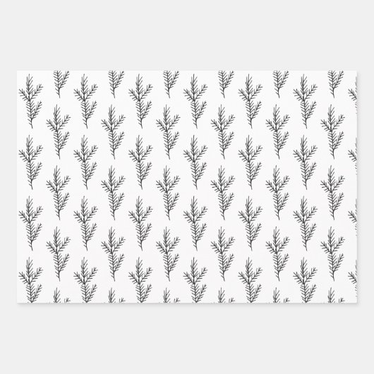 Rustiek Rood Wit & Zwart Kerstbomen Inpakpapier Vel (Voorkant 2)