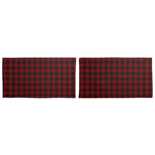 Rustiek Rood | Zwart Buffel Check geruite patroon Kussensloop (Voorkant-Set)