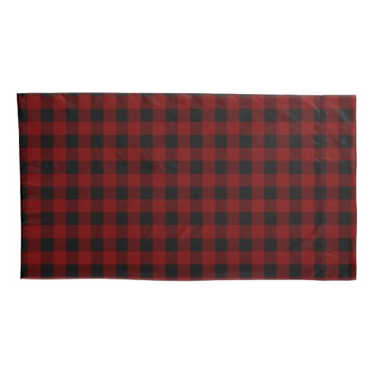 Rustiek Rood | Zwart Buffel Check geruite patroon Kussensloop (Achterkant-Rechts)