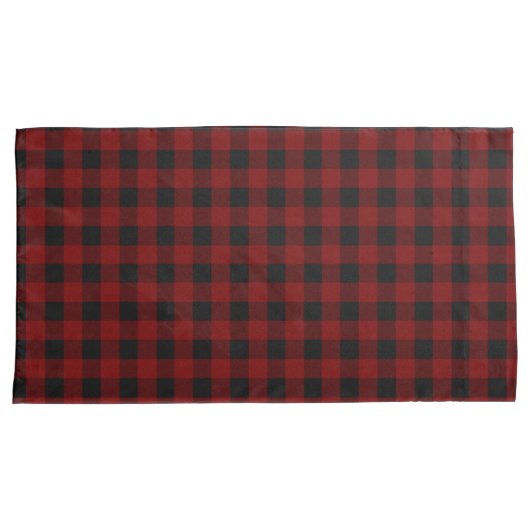 Rustiek Rood | Zwart Buffel Check geruite patroon Kussensloop (Voorkant-Rechts)
