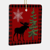 Rustiek Rood Zwart Buffel Plaid met Moose Ornament (Rechts)